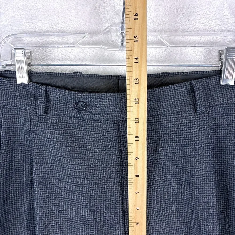 Brooks Brothers Pants Mens 36x32 Gray Houndstooth Wool Pleated Preppy Luxury